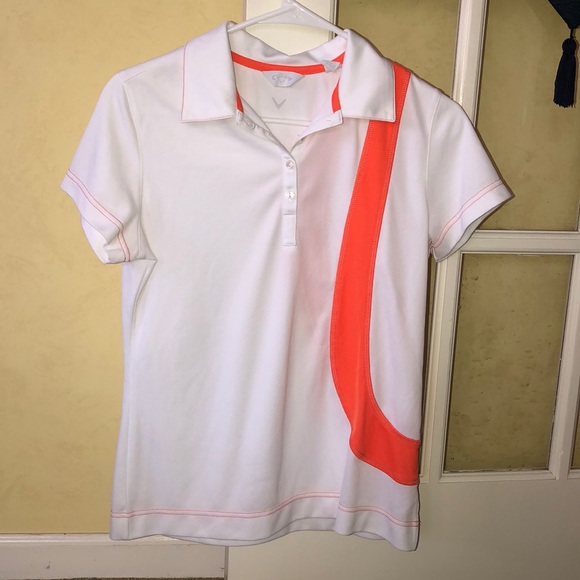 Medium Callaway White and Orange Women’s Golf Polo - Picture 1 of 5